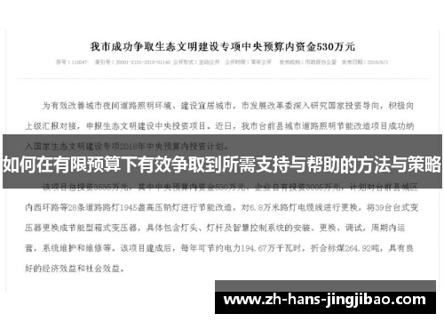 如何在有限预算下有效争取到所需支持与帮助的方法与策略